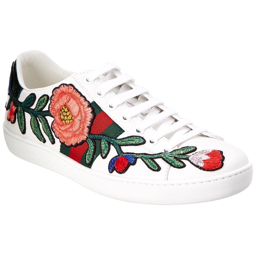 Gucci Ace Embroidered Leather Sneaker (EU38)